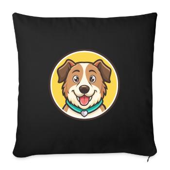 Slovensky Kopov Chien Race Dessin animé Kawaii Clipart - Housse de coussin décorative 45 x 45 cm - noir - Devant