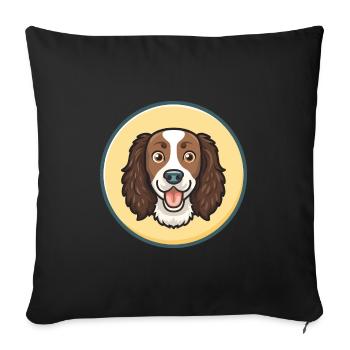 Petit Munsterlander Chien Race Drôle Dessin Animé Kawaii - Housse de coussin décorative 45 x 45 cm - noir - Devant