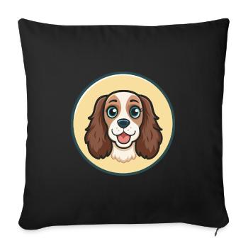 Spaniel Dog Breed Cartoon Character Kawaii Clipart - Sofa pillowcase 17,3'' x 17,3'' (45 x 45 cm) - black - Front