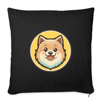 Spitz Chien Race Dessin animé Kawaii Clipart Animal Animal de compagnie - Housse de coussin décorative 45 x 45 cm - noir - Devant