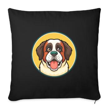 St Bernard Chien Race Dessin Animé Kawaii Clipart Animal - Housse de coussin décorative 45 x 45 cm - noir - Devant