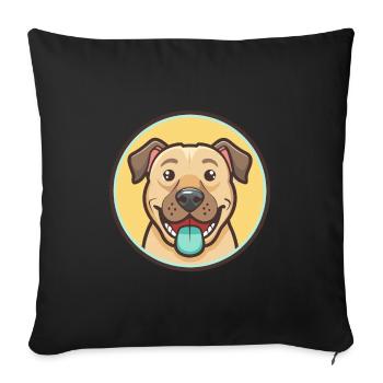 Tosa race de chien dessin animé Kawaii Clipart Illustration - Housse de coussin décorative 45 x 45 cm - noir - Devant
