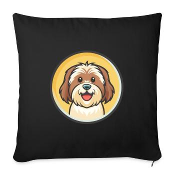 Tibetan Terrier Dog Breed Cartoon Kawaii Clipart - Sofa pillowcase 17,3'' x 17,3'' (45 x 45 cm) - black - Front
