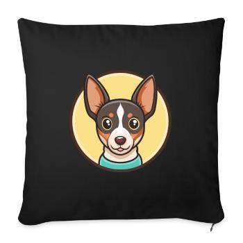 Jouet Fox Terrier Chien Race Dessin animé Kawaii Clipart - Housse de coussin décorative 45 x 45 cm - noir - Devant