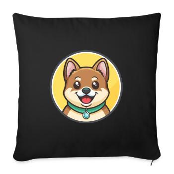 Tang Dog Breed Cartoon Kawaii Clipart Illustration - Sofa pillowcase 17,3'' x 17,3'' (45 x 45 cm) - black - Front