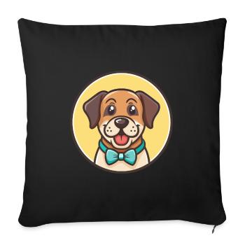 Tyroler Bracke Chien Race Dessin animé Kawaii Clipart - Housse de coussin décorative 45 x 45 cm - noir - Devant