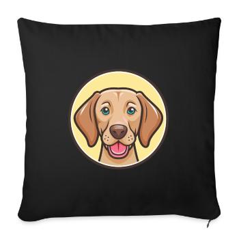 Vizsla chien race dessin animé Kawaii Clipart animal de compagnie - Housse de coussin décorative 45 x 45 cm - noir - Devant