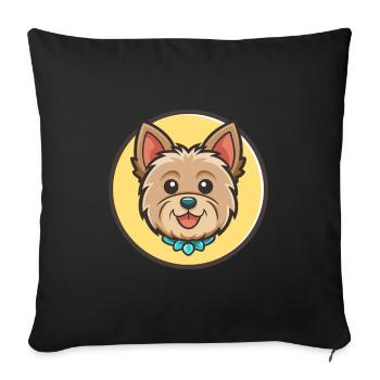 Yorkshire Terrier Dog Breed Cartoon Kawaii Clipart - Sofa pillowcase 17,3'' x 17,3'' (45 x 45 cm) - black - Front