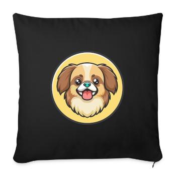 Épagneul tibétain chien race dessin animé Kawaii Clipart - Housse de coussin décorative 45 x 45 cm - noir - Devant