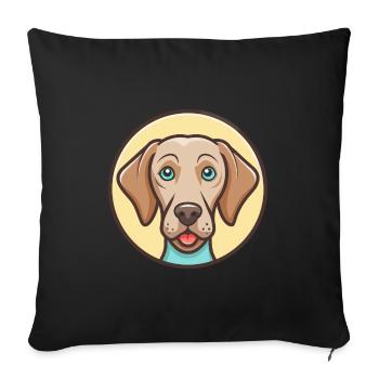 braque de Weimar chien race dessin animé Kawaii Clipart Animal - Housse de coussin décorative 45 x 45 cm - noir - Devant