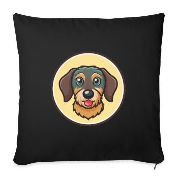 Wirehaired Dachshund Dog Breed Cartoon Kawaii Pet - Sofa pillowcase 17,3'' x 17,3'' (45 x 45 cm) - black - Front