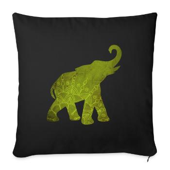 Yoga Green Elephant Pattern Mediatation India om - Sofa pillowcase 17,3'' x 17,3'' (45 x 45 cm) - black - Front
