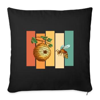 Ruche d’abeille - Housse de coussin décorative 45 x 45 cm - noir - Devant