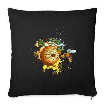 Ruche Abeille Apiculteur - Housse de coussin décorative 45 x 45 cm - noir - Devant