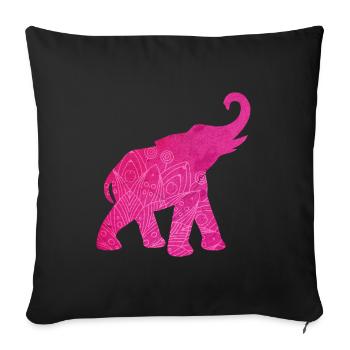 Yoga Pink Elephant Meditation Energy Mandala Decoration - Sofa pillowcase 17,3'' x 17,3'' (45 x 45 cm) - black - Front
