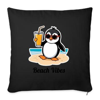 Casual beach penguin – summer holiday feeling - Sofa pillowcase 17,3'' x 17,3'' (45 x 45 cm) - black - Front