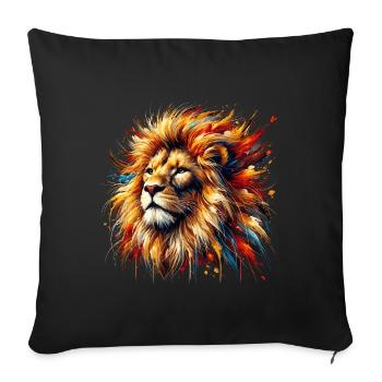 Lion in watercolor, colorful - Sofa pillowcase 17,3'' x 17,3'' (45 x 45 cm) - black - Front
