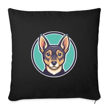 Abyssin Sand Terrier Chien Race Dessin animé Kawaii - Housse de coussin décorative 45 x 45 cm - noir - Devant