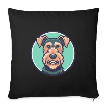 Airedale Terrier Chien Race Dessin animé Kawaii Clipart - Housse de coussin décorative 45 x 45 cm - noir - Devant