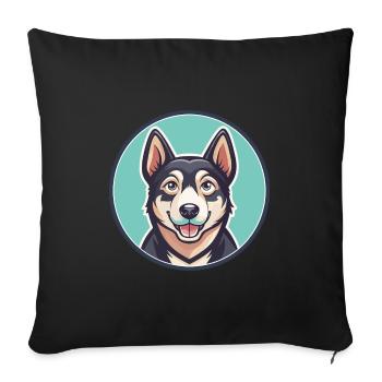 Alopekis Dog Breed Colorful Cartoon Kawaii Clipart - Sofa pillowcase 17,3'' x 17,3'' (45 x 45 cm) - black - Front