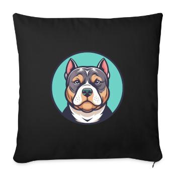 American Bully chien race dessin animé Kawaii Clipart - Housse de coussin décorative 45 x 45 cm - noir - Devant