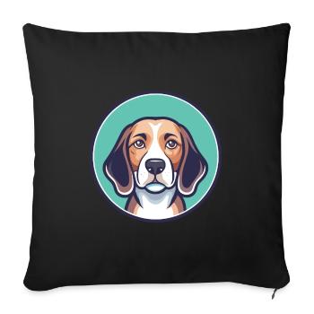 Beagle Dog Breed Cartoon Kawaii Clipart Animal Pet - Sofa pillowcase 17,3'' x 17,3'' (45 x 45 cm) - black - Front