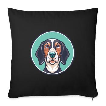 Anglais américain Coonhound chien race dessin animé drôle - Housse de coussin décorative 45 x 45 cm - noir - Devant