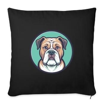 Bouledogue américain chien race dessin animé Kawaii Clipart - Housse de coussin décorative 45 x 45 cm - noir - Devant