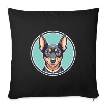 Pinscher autrichien chien race dessin animé Kawaii Clipart - Housse de coussin décorative 45 x 45 cm - noir - Devant