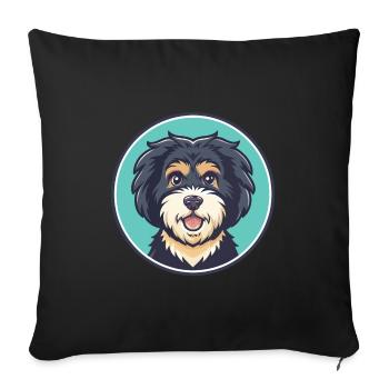 Barbet Chien Race Dessin animé Kawaii Clipart Animal Animal de compagnie - Housse de coussin décorative 45 x 45 cm - noir - Devant