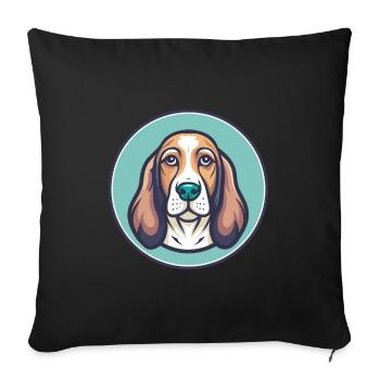 Basset Fauve De Bretagne Dog Breed Cartoon Kawaii - Sofa pillowcase 17,3'' x 17,3'' (45 x 45 cm) - black - Front