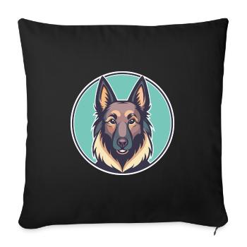 Belgian Sheepdog Dog Breed Cartoon Kawaii Clipart - Sofa pillowcase 17,3'' x 17,3'' (45 x 45 cm) - black - Front