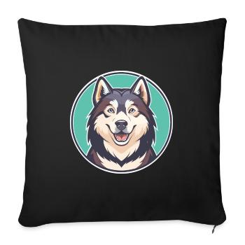 Alaskan Malamute Dog Breed Cartoon Kawaii Clipart - Sofa pillowcase 17,3'' x 17,3'' (45 x 45 cm) - black - Front