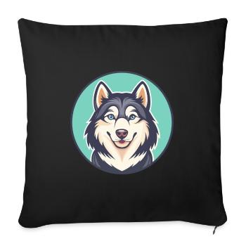 Alaskan Husky Dog Breed Cartoon Kawaii Clipart Pet - Sofa pillowcase 17,3'' x 17,3'' (45 x 45 cm) - black - Front