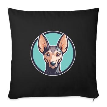 American Hairless Terrier Chien Race Dessin animé Kawaii - Housse de coussin décorative 45 x 45 cm - noir - Devant