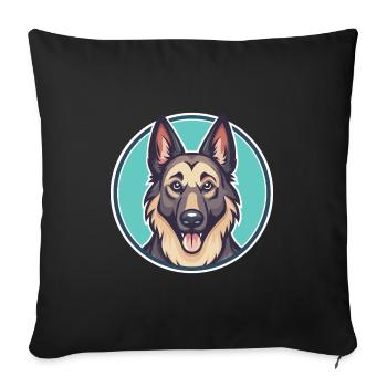Belgian Shepherd Dog Breed Cartoon Kawaii Clipart - Sofa pillowcase 17,3'' x 17,3'' (45 x 45 cm) - black - Front