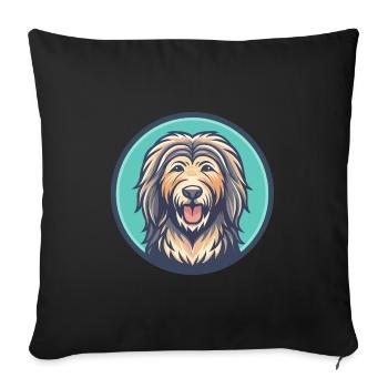 Bergamasco chien de berger race chien drôle dessin animé Kawaii - Housse de coussin décorative 45 x 45 cm - noir - Devant