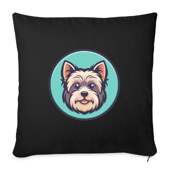 Bichon Yorkie Chien Race Dessin animé Kawaii Clipart Animal de compagnie - Housse de coussin décorative 45 x 45 cm - noir - Devant
