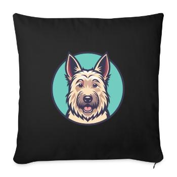 Berger Picard Chien Race Dessin animé Kawaii Clipart Animal de compagnie - Housse de coussin décorative 45 x 45 cm - noir - Devant