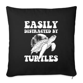 Tortue Animal - Housse de coussin décorative 45 x 45 cm - noir - Devant