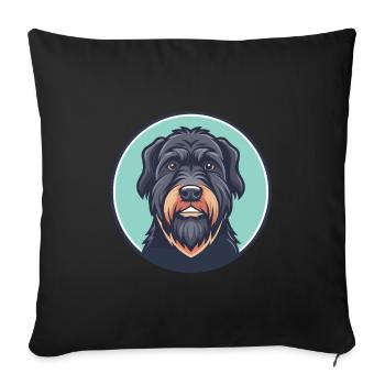 Schwarzer Russischer Terrier Hund Rasse Karikatur Kawaii Haustier - Sofakissenbezug 45 x 45 cm - Schwarz - Vorne