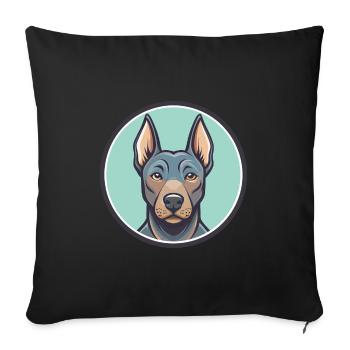Bleu Thai Ridgeback Chien Race Drôle Dessin Animé Kawaii - Housse de coussin décorative 45 x 45 cm - noir - Devant