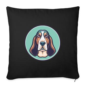 Blue Gascony Basset Dog Breed Funny Cartoon Kawaii - Sofa pillowcase 17,3'' x 17,3'' (45 x 45 cm) - black - Front