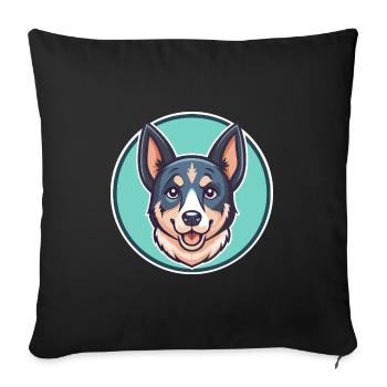 Talon bleu chien race drôle dessin animé Kawaii Clipart - Housse de coussin décorative 45 x 45 cm - noir - Devant