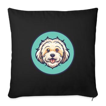 Bolognese Dog Breed Cartoon Kawaii Clipart Animal - Sofa pillowcase 17,3'' x 17,3'' (45 x 45 cm) - black - Front