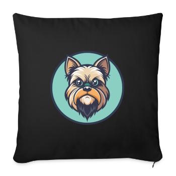 Griffon de Bruxelles Race de chien Dessin animé Kawaii Clipart - Housse de coussin décorative 45 x 45 cm - noir - Devant