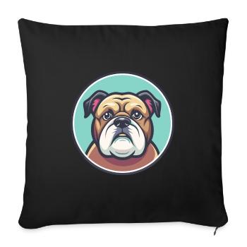 Bouledogue Chien Race Dessin animé Personnage Kawaii Clipart - Housse de coussin décorative 45 x 45 cm - noir - Devant
