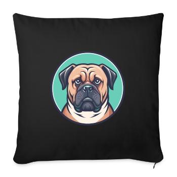Bullmastiff Chien Race Drôle Dessin animé Kawaii Clipart - Housse de coussin décorative 45 x 45 cm - noir - Devant