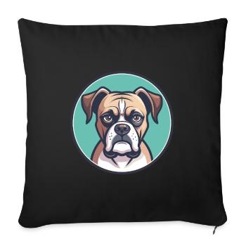 Boxer chien race dessin animé Kawaii Clipart animal de compagnie - Housse de coussin décorative 45 x 45 cm - noir - Devant