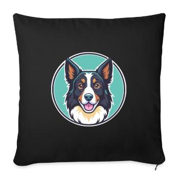 Bucovine Berger Chien Race Dessin animé Kawaii Clipart - Housse de coussin décorative 45 x 45 cm - noir - Devant